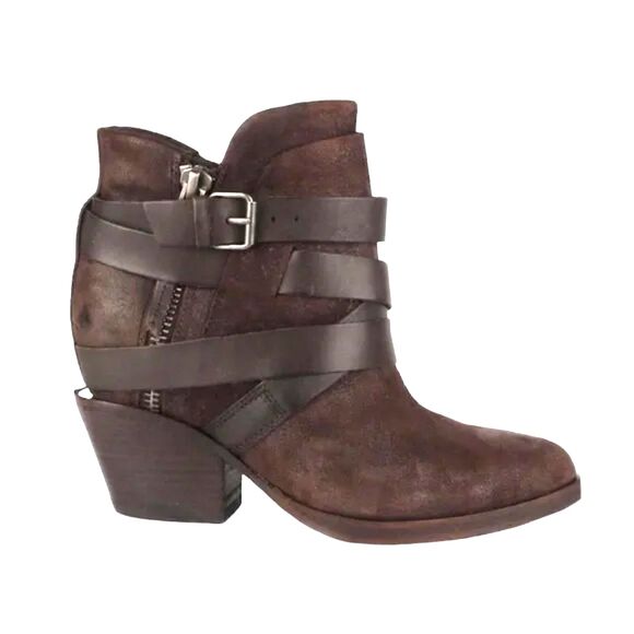 EC ASH Manathan Leather Suede Moto Ankle Boots Booties size 35 - Picture 1 of 7